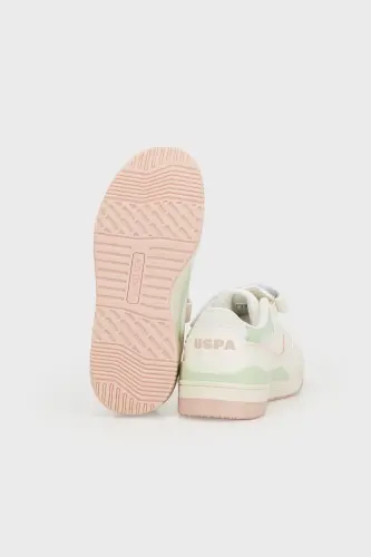 U.S. Polo Velcro Sneaker Shoes Boys' Shoes MARTELL JR 4FX - Beige-Green-Pink - 4
