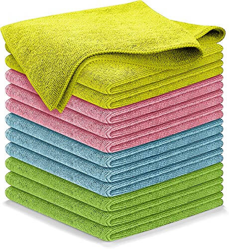 USANOOKS Microfiber Cleaning Cloth - 12Pcs (16x16 inch) High Performance - 1200 Washes, Ultra Absorbent Towels for Cars Weave Grime & Liquid for Streak-Free Mirror Shine - 2