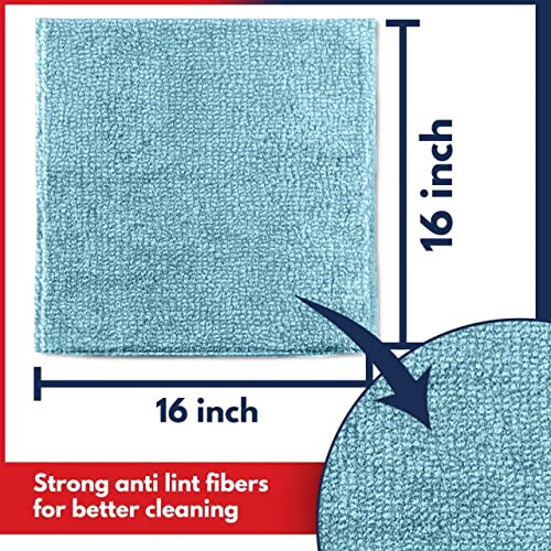 USANOOKS Microfiber Cleaning Cloth - 12Pcs (16x16 inch) High Performance - 1200 Washes, Ultra Absorbent Towels for Cars Weave Grime & Liquid for Streak-Free Mirror Shine - 3