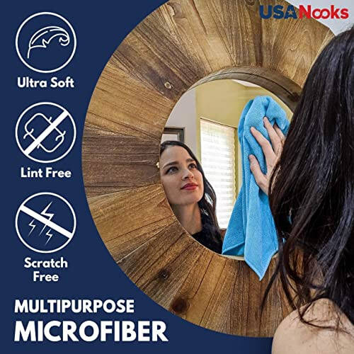 USANOOKS Microfiber Cleaning Cloth - 12Pcs (16x16 inch) High Performance - 1200 Washes, Ultra Absorbent Towels for Cars Weave Grime & Liquid for Streak-Free Mirror Shine - 4