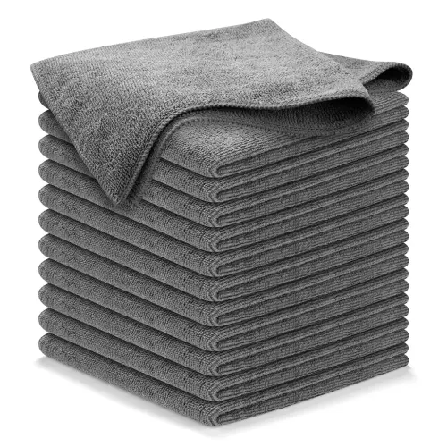 USANOOKS Microfiber Oshxona, Uy va Avtomobilni Tozalash Dastgohi uchun Mato - Kulrang - 12 Tali Paket - 1