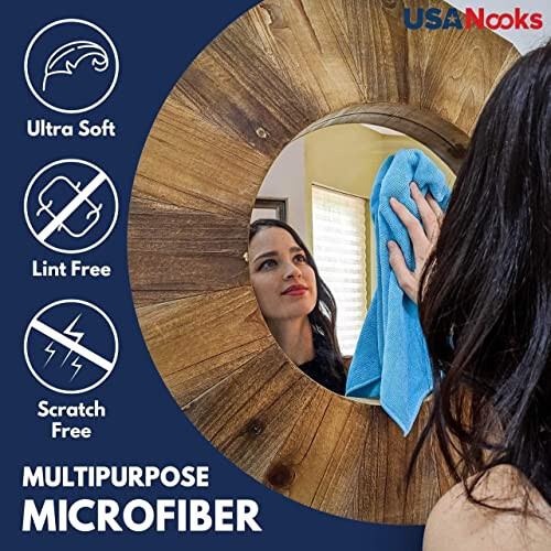 USANOOKS Mikrofiber Temizlik Bezi - 12 Adet (16x16 inç) Yüksek Performans - 1200 Yıkama, Arabalar İçin Ultra Emici Havlular Kir ve Sıvıları Çıkarır Leke Olmayan Ayna Parlatıcısı İçin - 4