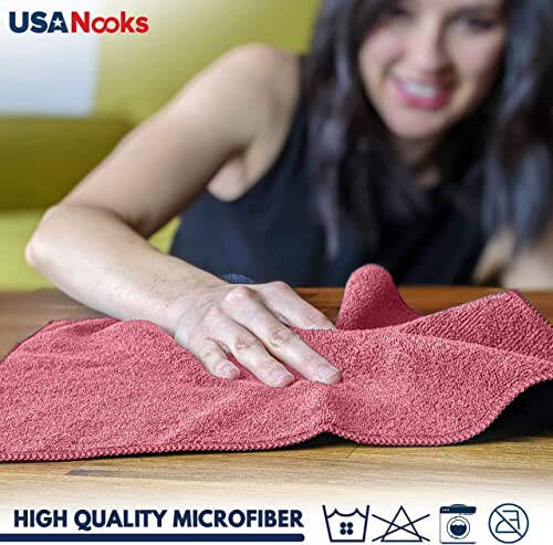 USANOOKS Mikrofiber Temizlik Bezi - 12 Adet (16x16 inç) Yüksek Performans - 1200 Yıkama, Arabalar İçin Ultra Emici Havlular Kir ve Sıvıları Çıkarır Leke Olmayan Ayna Parlatıcısı İçin - 5