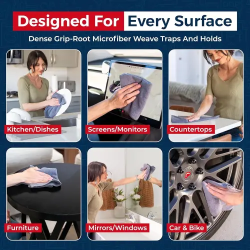 USANOOKS Microfiber Cleaning Cloth for Kitchen, Home & Automotive -Gray- Pack of 12 (12.5