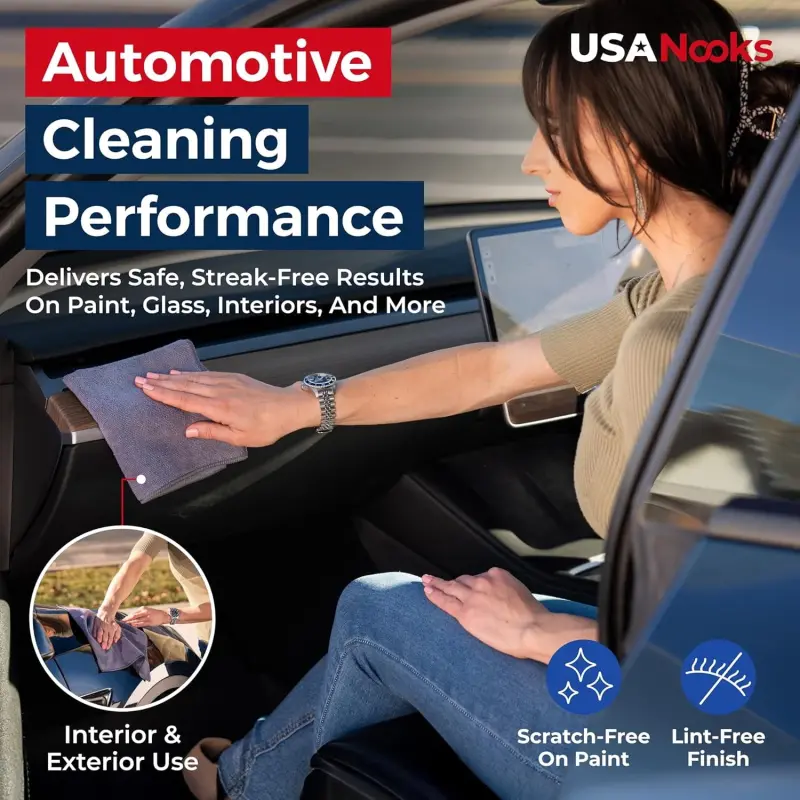 USANOOKS Microfiber Cleaning Cloth for Kitchen, Home & Automotive -Gray- Pack of 12 (12.5