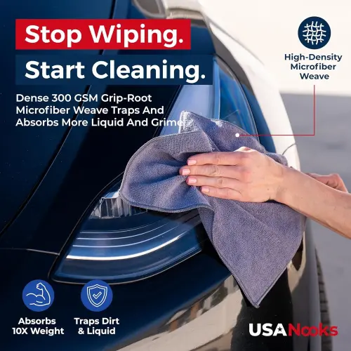 USANOOKS Microfiber Cleaning Cloth for Kitchen, Home & Automotive -Gray- Pack of 12 (12.5