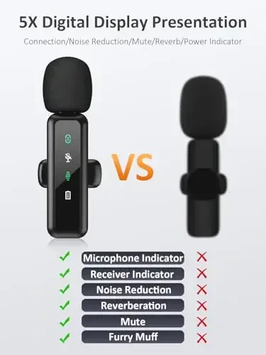 USB C Беспроводной петличный микрофон для iPhone 15/16, Mini Lav LED микрофон для телефона Android с шумоподавлением, петличный микрофон для подкастов для создания контента Tiktok, видеозаписи, потоковой передачи, видеоблогов - BILIWAL (1)