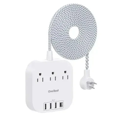 USB C bilan quvvatlash chizig'i, 3 rozetka 4 USB porti (22,5 Vt/4,5 A) Stol usti zaryadlash stantsiyasi, tekis vilka, 15 futlik o'ralgan uzatma kabeli, sayohat, kruiz kemasi uchun to'lqin himoyachisi emas, ETL ro'yxatidan o'tgan 