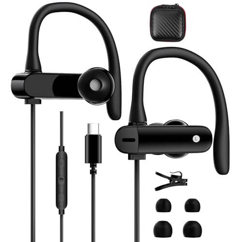 USB C Headphones with Microphone Wired Type C Over Ear Earbuds for iPhone 15 Pro Earphone Volume Control Sport in Ear C Plug Headset for iPhone 15 Pro 15 Plus Samsung Z Flip Fold 6 S24 S23 Pixel 8 7 - 1