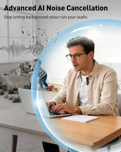 USB C Lavalier Microphone Wireless AI Noise Cancellation Mini Mic for Type-C Android, iPhone 17/16/15, Tablet, PC, Video Recording Clip-on Mics with Rotatable Clip, Ideal for TikTok, YouTube, Podcast - 4