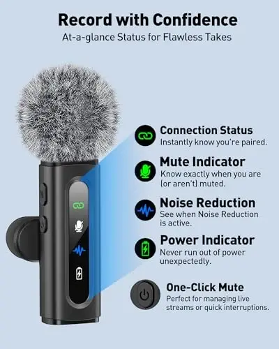 USB C Lavalier Microphone Wireless AI Noise Cancellation Mini Mic for Type-C Android, iPhone 17/16/15, Tablet, PC, Video Recording Clip-on Mics with Rotatable Clip, Ideal for TikTok, YouTube, Podcast - 5