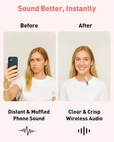 USB C Lavalier Microphone Wireless Mini Mic for Type-C Android Phone/Tablet/PC Video Recording Clip-on Mics with Rotatable Clip&Denoise Recording, Ideal for Vlog Tiktok Youtube Content Creator, Pink - GoorDik (1)