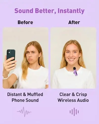 USB C Lavalier Microphone Wireless Mini Mic for Type-C Android Phone/Tablet/PC Video Recording Clip-on Mics with Rotatable Clip&Denoise Recording, Ideal for Vlog Tiktok Youtube Content Creator, Purple - GoorDik (1)