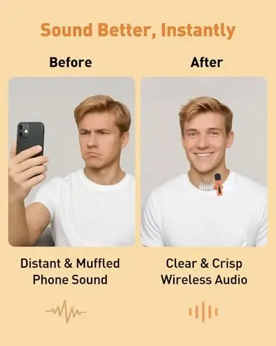 USB C Lavalier Microphone Wireless Mini Mic for Type-C Android Phone/Tablet/PC Video Recording Clip-on Mics with Rotatable Clip&Denoise Recording, Ideal for Vlog Youtube Content Creator, Orange - GoorDik (1)