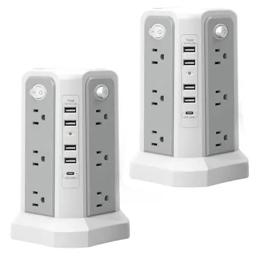 PASSUS Surge Protector Power Strip with USB C Port,10FT Extension Cord with 12 AC Outlets, Power Strips with Surge Protection for Home Office DormRoom - PASSUS