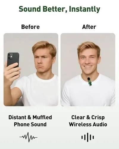 USB C Wireless Lavalier Microphone for iPhone, iPad & Android Phone, Green | 360° Rotatable Clip, Clear Indicator Light, Noise Reduction, Plug & Play, Ideal for Vlogs, TikTok & YouTube Content Creators - 2