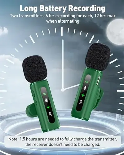 USB C Wireless Lavalier Microphone for iPhone, iPad & Android Phone, Green | 360° Rotatable Clip, Clear Indicator Light, Noise Reduction, Plug & Play, Ideal for Vlogs, TikTok & YouTube Content Creators - 6