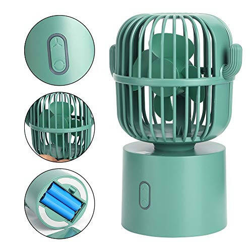 USB Desk Fan, 3 Speeds Adjustable Portable Cute Cactus Desktop Table Fan Two Ways Charging Wide-Angle Shaking Head Mini Personal Cooling Fan for Home, Office, Car, Desktop Decoration(Green) - 5