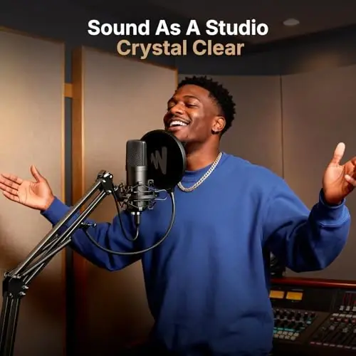 USB-микрофон, MAONO 192 КГц/24 бит Plug & Play ПК Компьютерный подкаст Конденсаторный кардиоидный металлический микрофонный комплект с профессиональным звуковым набором микросхем для записи, игр, пения, YouTube (AU-A04) - 2