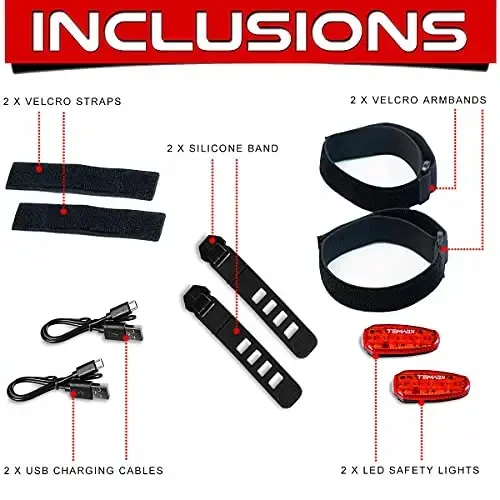 USB Rechargeable LED Safety Lights (2 Pack) - Clip on Strobe Running Lights for Runners, Joggers,Walkers,Kids,Dogs,Bike Tail Lights - High Visibility Accessories for Reflective Gear - 8