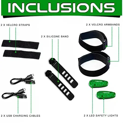 USB Rechargeable LED Safety Lights (2 Pack) - Clip on Strobe Running Lights for Runners, Joggers,Walkers,Kids,Dogs,Bike Tail Lights - High Visibility Accessories for Reflective Gear - 7