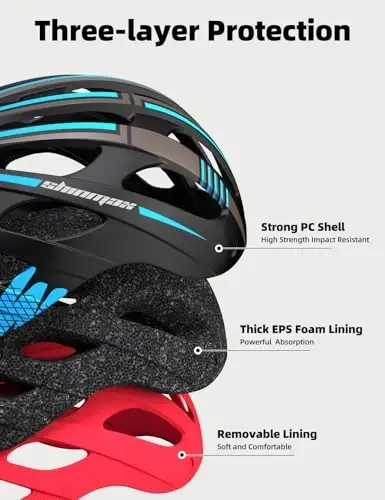 Shinmax Bike Helmet with USB Rechargeable Rear Light, Bicycle Helmet for Adult Men Women with Detachable UV400 Magnetic Goggles, Lightweight Cycling Helmet Adjustable, Mountain Road Biking Helmet - 3