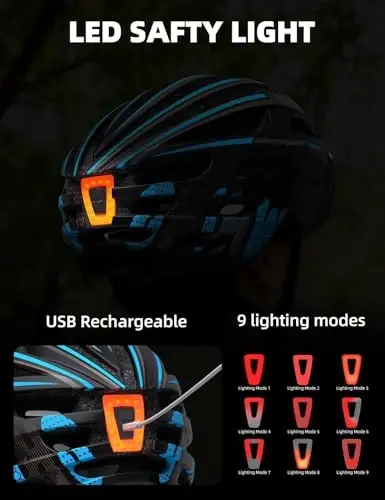 Shinmax Bike Helmet with USB Rechargeable Rear Light, Bicycle Helmet for Adult Men Women with Detachable UV400 Magnetic Goggles, Lightweight Cycling Helmet Adjustable, Mountain Road Biking Helmet - 5