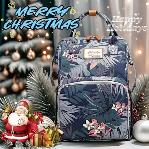 QWREOIA Floral Diaper Bag Backpack with USB Charging Port Stroller Straps and Insulated Pocket,Travel Nappy BackpackFor Women/Mum (Flower Pattern) - 6