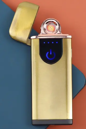 USB Şarjlı Dokunmatik Alevsiz Elektronik Çakmak-Gold - 3