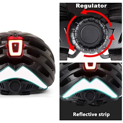 Shinmax Bike Helmet with USB Rechargeable Light & Detachable Magnetic Goggles UV Protective, Bicycle Helmet Men Women Mountain Road Adjustable Adult Cycling Helmet (WT-049) - 3