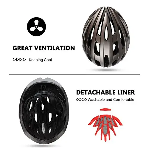 Shinmax Bike Helmet with USB Rechargeable Light & Detachable Magnetic Goggles UV Protective, Bicycle Helmet Men Women Mountain Road Adjustable Adult Cycling Helmet (WT-049) - 5