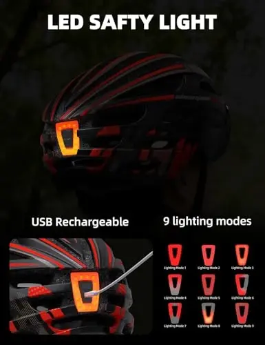 Shinmax Bike Helmet with USB Rechargeable Rear Light, Bicycle Helmet for Adult Men Women with Detachable UV400 Magnetic Goggles, Lightweight Cycling Helmet Adjustable, Mountain Road Biking Helmet - 5