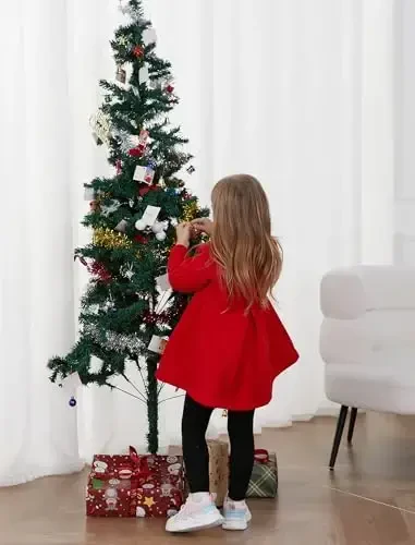 USKIDKK Toddler Baby Girl Clothes Jacket Coat Long Sleeve Solid Color Buttons Dress Coat Fall Winter Outfit - 3