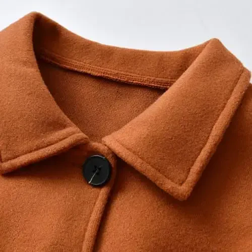 USKIDKK Toddler Baby Girl Clothes Jacket Coat Long Sleeve Solid Color Buttons Dress Coat Fall Winter Outfit - 3