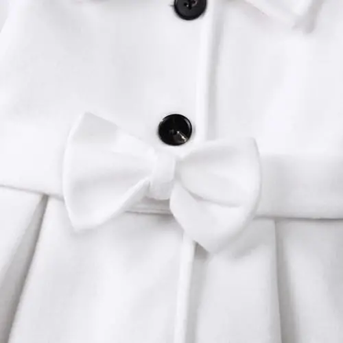 USKIDKK Küçük Kız Bebek Kıyafetleri Ceket Kaban Uzun Kollu Düz Renk Düğmeli Elbise Kaban Sonbahar Kış Kıyafeti - 5