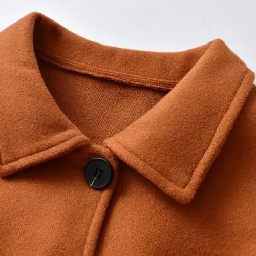 USKIDKK Toddler Baby Girl Clothes Jacket Coat Long Sleeve Solid Color Buttons Dress Coat Fall Winter Outfit - 4