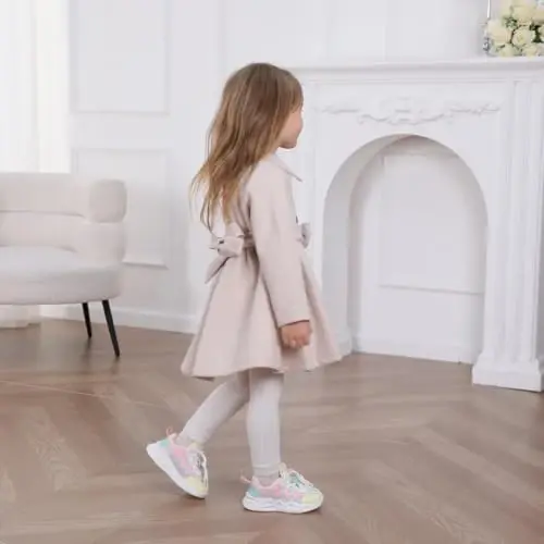 USKIDKK Toddler Baby Girl Clothes Jacket Coat Long Sleeve Solid Color Buttons Dress Coat Fall Winter Outfit - 4