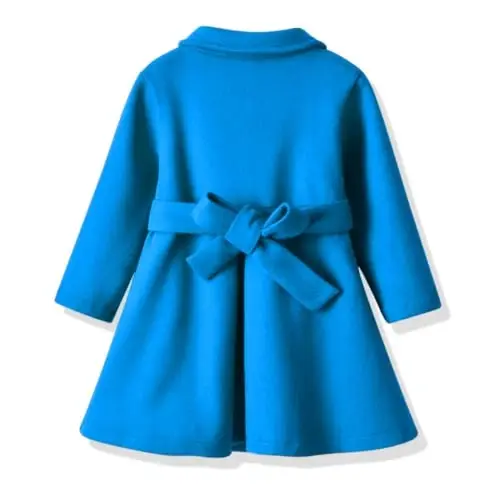 USKIDKK Toddler Baby Girl Clothes Jacket Coat Long Sleeve Solid Color Buttons Dress Coat Fall Winter Outfit - 3