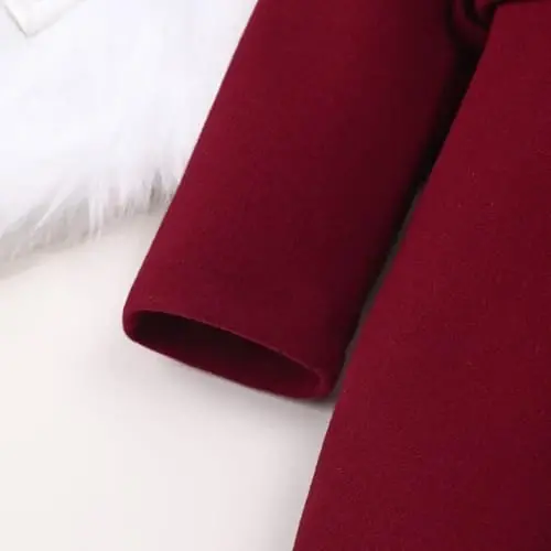 USKIDKK Toddler Baby Girl Clothes Jacket Coat Long Sleeve Solid Color Buttons Dress Coat Fall Winter Outfit - USKIDKK (1)
