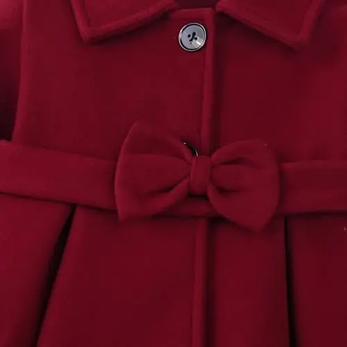 USKIDKK Toddler Baby Girl Clothes Jacket Coat Long Sleeve Solid Color Buttons Dress Coat Fall Winter Outfit - 5