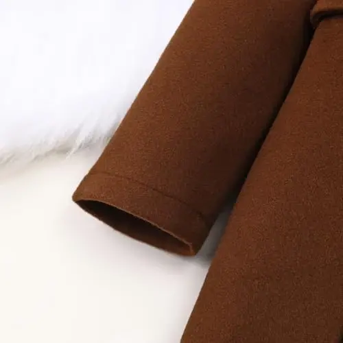 USKIDKK Toddler Baby Girl Clothes Jacket Coat Long Sleeve Solid Color Buttons Dress Coat Fall Winter Outfit - USKIDKK (1)