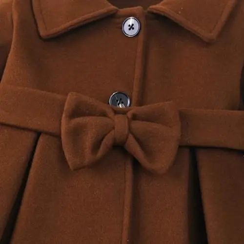 USKIDKK Toddler Baby Girl Clothes Jacket Coat Long Sleeve Solid Color Buttons Dress Coat Fall Winter Outfit - 5