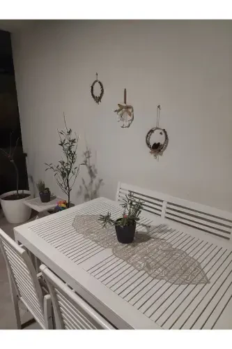 Usmonli 5 Bo'lak Hashamatli Yuguruvchi Salon Xona Stol Divan Qoplami Frantsuz Dantelli Sep Komplekti-Sutli Jigarrang - 5