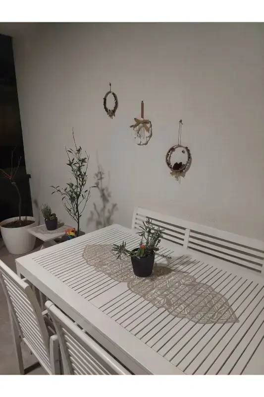 Usmonli 5 Bo'lak Hashamatli Yuguruvchi Salon Xona Stol Divan Qoplami Frantsuz Dantelli Sep Komplekti-Sutli Jigarrang - 5