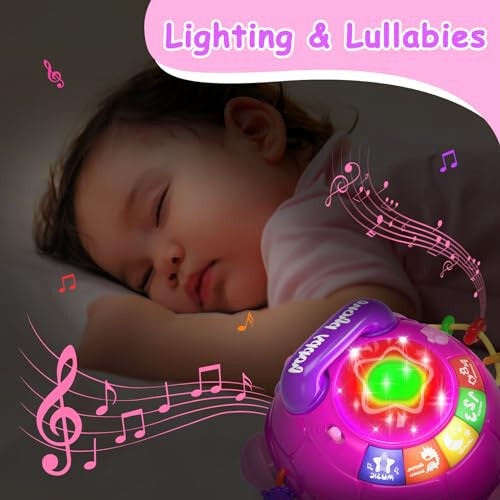 Ussybaby Baby Infant Light up Music Turtle Toys, 6 oylikdan 12 oylikgacha bo'lgan chaqaloq o'yinchoqlari telefon bilan, chaqaloq qizlar uchun o'yinchoqlar 7 8 9 10 11 oylik 1-2 yoshli yangi tug'ilgan qiz bolaga sovg'a (pushti) - 6