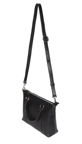 Leather Crossbody Bag with Top Handles - Black - CLUB ROCHELIER (1)