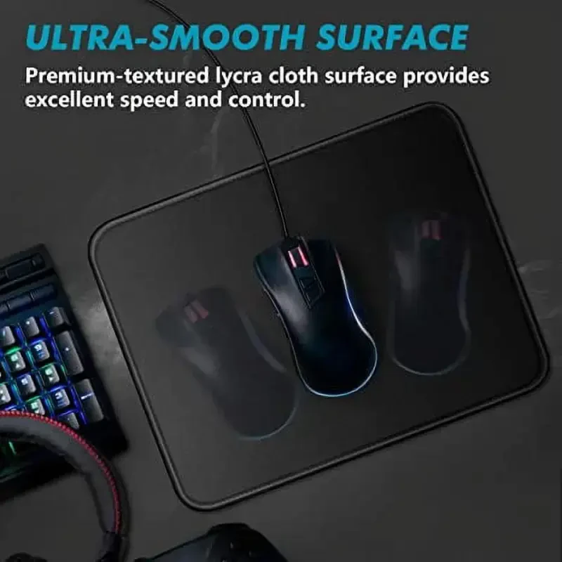 3 Mouse Pad Stitched Edges Premium-Textured Large Mouse Pads Mat Natural Non-Slip Rubber Base Mousepad for Laptop, Computer & PC, 11 x 8.7 inches, Black- - 3