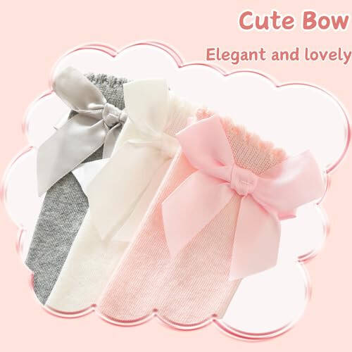 UTTPLL Baby Girls Bow Knee High Socks Toddler Leggings Ruffle Uniform Stockings Long Cotton Tube Socks Infant Dress Socks - 35