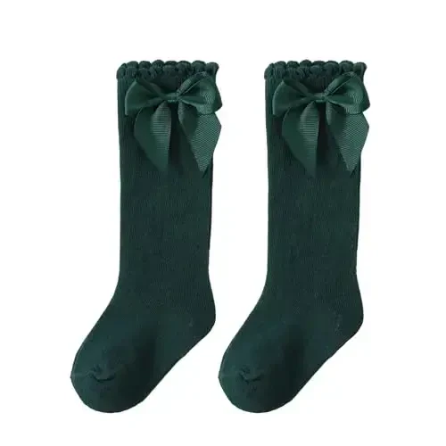 UTTPLL Baby Girls Bow Tizzali paypoqlar Toddler Leggings Ruffle Uniform paypoqlari Uzun paxta naychali paypoqlar Chaqaloq ko'ylak paypoqlari 