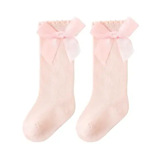 UTTPLL Baby Girls Bow Knee High Socks Toddler Leggings Ruffle Uniform Stockings Long Cotton Tube Socks Infant Dress Socks 